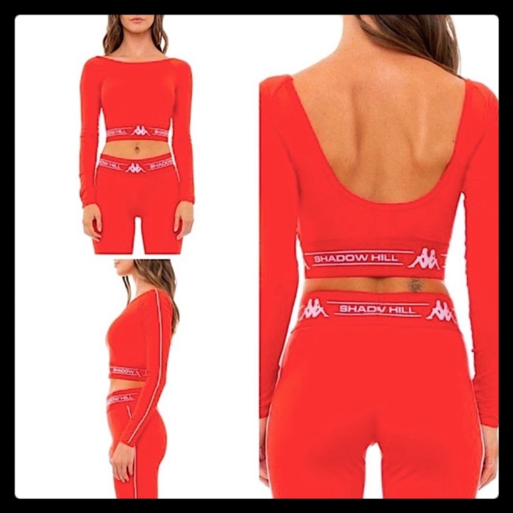 Kappa x Shadow Hill Serem Crop Top Red Large - Picture 2 of 11